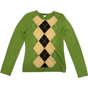 J.Crew Vintage Argyle Cashmere Blend Sweater Size Medium
